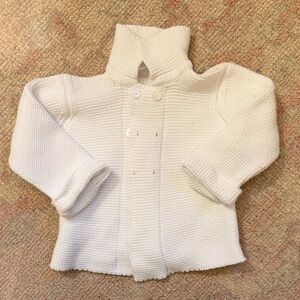 Cozy White Knit Baby Sweater